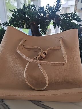 8 Other Reasons Beige Knot-Detail Pebble Vegan Leather Tote